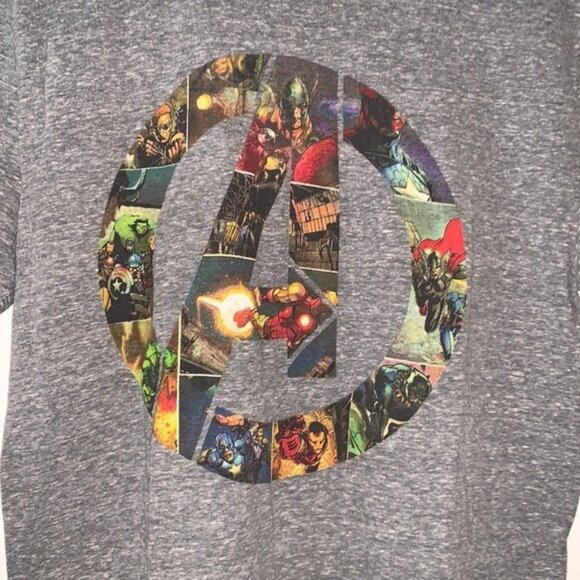 Marvel Avengers Gray Graphic T-Shirt With Comic Artwork Logo M Heathered Cotton - Picture 4 of 7